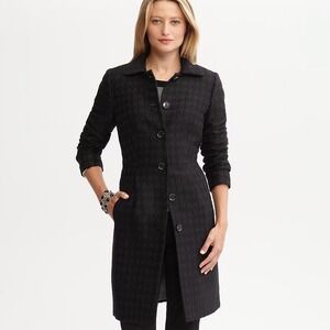 Banana Republic Black Wool Blend Lady Coat Textured Boucle Medium